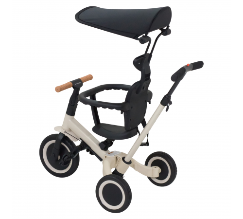 Детский беговел-велосипед 8в1 с крышей и ручкой, бежевый - TR008C-BEIGE