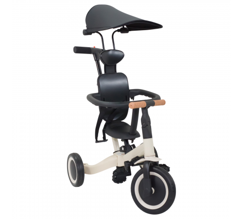 Детский беговел-велосипед 8в1 с крышей и ручкой, бежевый - TR008C-BEIGE