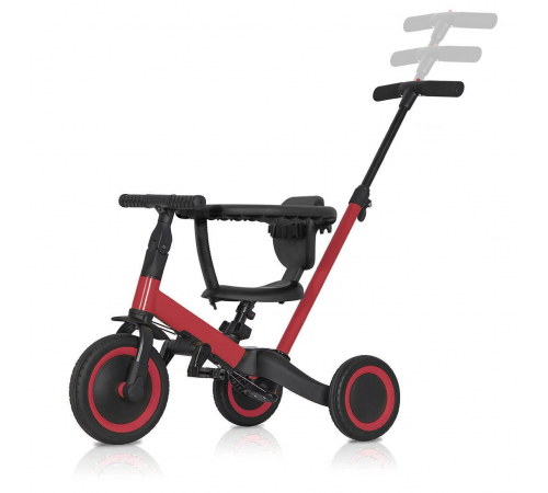 Детский беговел-велосипед 8в1 с крышей и ручкой, красный - TR008C-RED