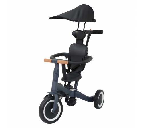 Детский беговел-велосипед 8в1 с крышей и ручкой, темно-серый - TR008C-DARK-GREY