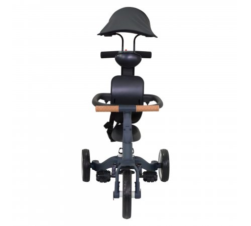 Детский беговел-велосипед 8в1 с крышей и ручкой, темно-серый - TR008C-DARK-GREY