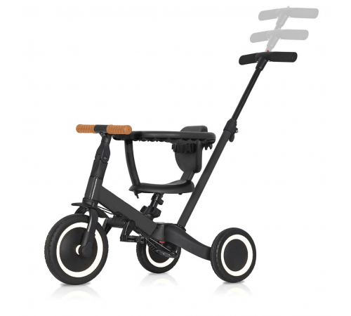 Детский беговел-велосипед 8в1 с крышей и ручкой, темно-серый - TR008C-DARK-GREY