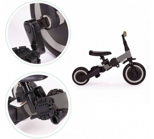 Детский беговел-велосипед 8в1 с крышей и ручкой, темно-серый - TR008C-DARK-GREY