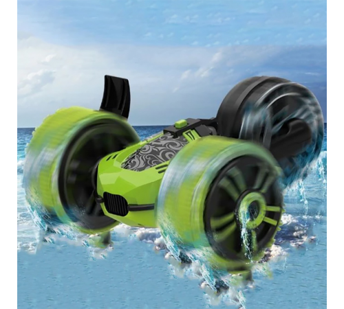 Радиоуправляемая зеленая трюковая машина-перевертыш-амфибия Crazon 2.4G - CR-19SL01B