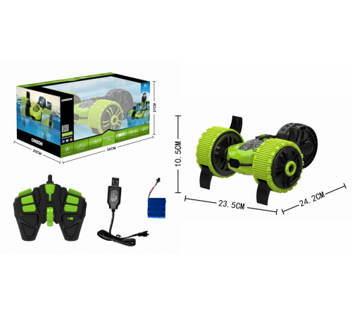 Радиоуправляемая зеленая трюковая машина-перевертыш-амфибия Crazon 2.4G - CR-19SL01B