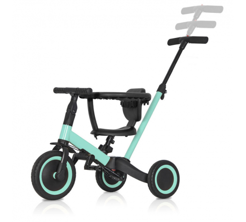 Детский беговел-велосипед 8в1 с крышей и ручкой, зеленый - TR008C-CYAN