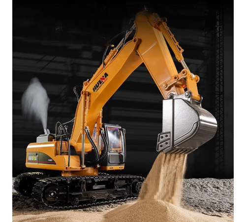 Радиоуправляемый экскаватор HUINA 3in1 с паром (ковш, отбойник, захват бревен) 1:14 - HN1535-1