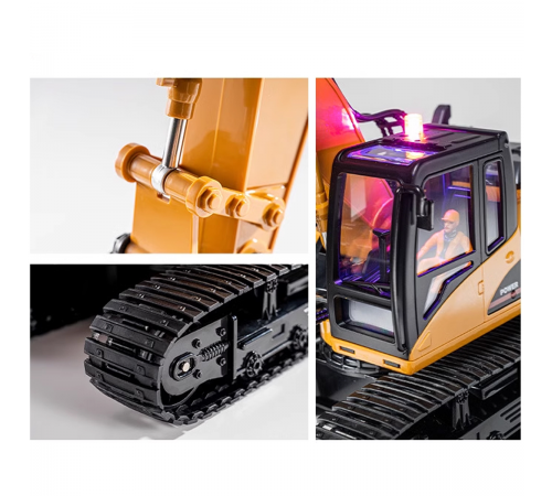 Радиоуправляемый экскаватор HUINA 3in1 с паром (ковш, отбойник, захват бревен) 1:14 - HN1535-1