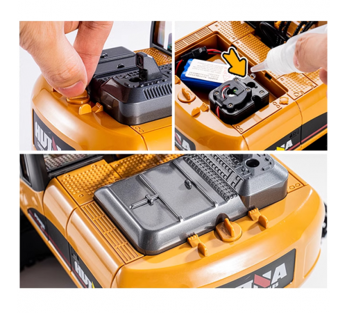 Радиоуправляемый экскаватор HUINA 3in1 с паром (ковш, отбойник, захват бревен) 1:14 - HN1535-1