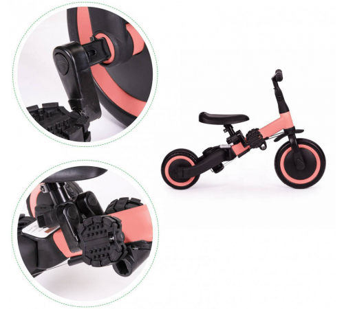 Детский беговел-велосипед 8в1 с крышей и ручкой, розовый - TR008C-PINK