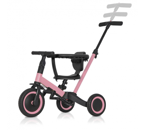 Детский беговел-велосипед 8в1 с крышей и ручкой, розовый - TR008C-PINK