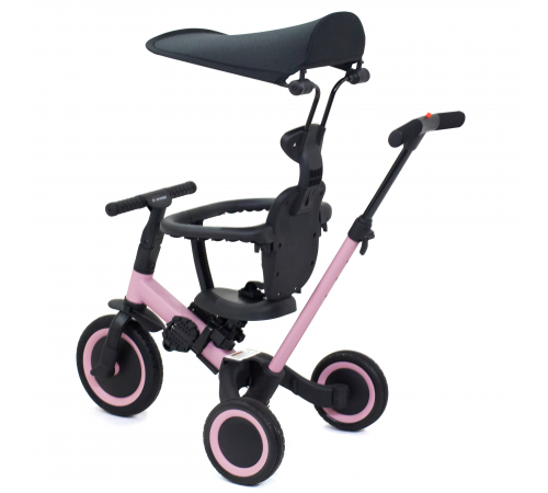Детский беговел-велосипед 8в1 с крышей и ручкой, розовый - TR008C-PINK