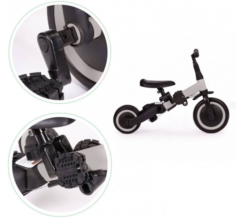 Детский беговел-велосипед 8в1 с крышей и ручкой, серый - TR008C-GREY