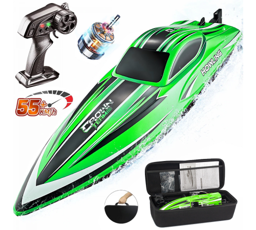 Радиоуправляемый катер Chasing Waves PRO с сумкой (41 см, 55 км/ч, Brushless) - HJ818PRO-GREEN-BAG