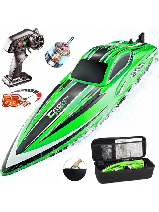 Радиоуправляемый катер Chasing Waves PRO с сумкой (41 см, 55 км/ч, Brushless) - HJ818PRO-GREEN-BAG