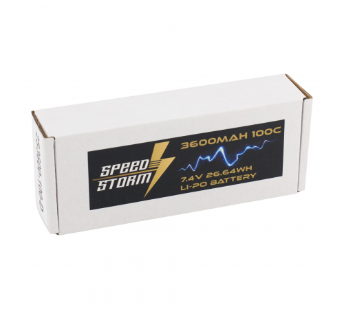 Аккумулятор Speed Storm Li-Po 7.4V 100C 3600 mAh Hard Case разъем T-plug (Deans) - SS-2S3600-100-D
