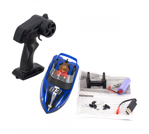 Радиоуправляемый катер яхта (15 км/ч, 25 см, 2 часа игры) - HJ821-BLUE