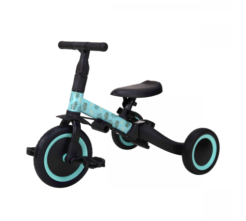 Детский беговел-велосипед 4в1 с родительской ручкой, зеленый с рисунком - TR007-CYAN-PAINT