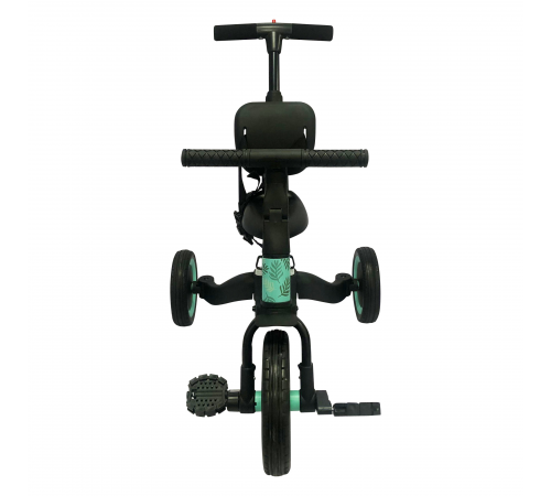 Детский беговел-велосипед 4в1 с родительской ручкой, зеленый с рисунком - TR007-CYAN-PAINT