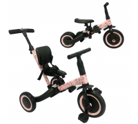 Детский беговел-велосипед 4в1 с родительской ручкой, розовый с рисунком - TR007-PINK-PAINT