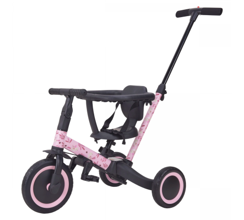 Детский беговел-велосипед 6в1 с родительской ручкой, розовый с рисунком - TR008-PINK-PAINT