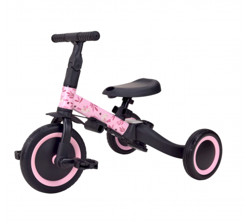 Детский беговел-велосипед 6в1 с родительской ручкой, розовый с рисунком - TR008-PINK-PAINT