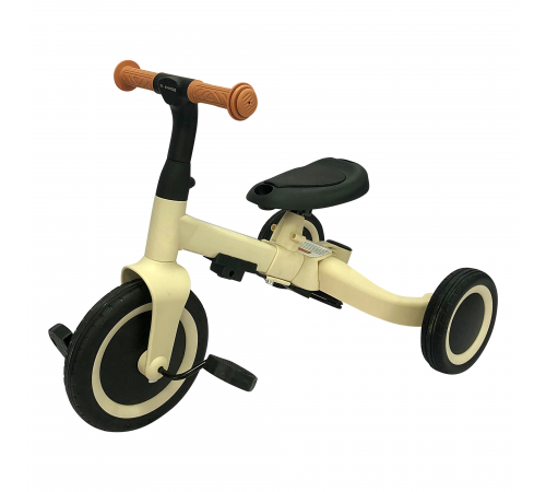 Детский беговел-велосипед 8в1 с крышей и ручкой, бежевый - TR010-BEIGE