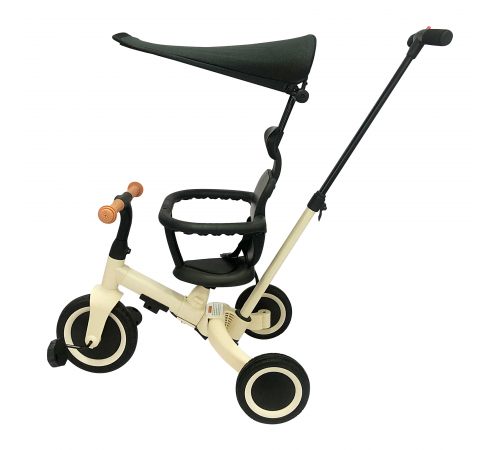 Детский беговел-велосипед 8в1 с крышей и ручкой, бежевый - TR010-BEIGE