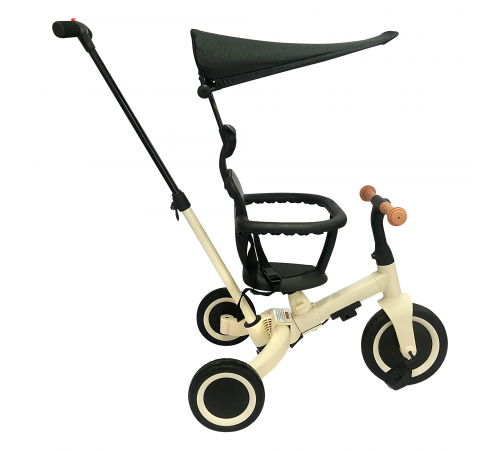 Детский беговел-велосипед 8в1 с крышей и ручкой, бежевый - TR010-BEIGE