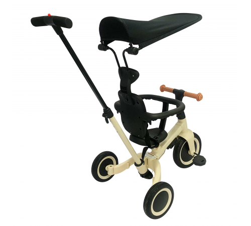 Детский беговел-велосипед 8в1 с крышей и ручкой, бежевый - TR010-BEIGE