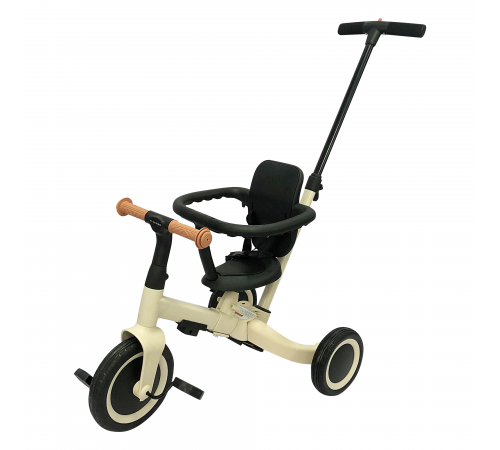 Детский беговел-велосипед 8в1 с крышей и ручкой, бежевый - TR010-BEIGE