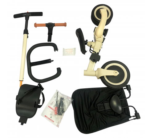 Детский беговел-велосипед 8в1 с крышей и ручкой, бежевый - TR010-BEIGE