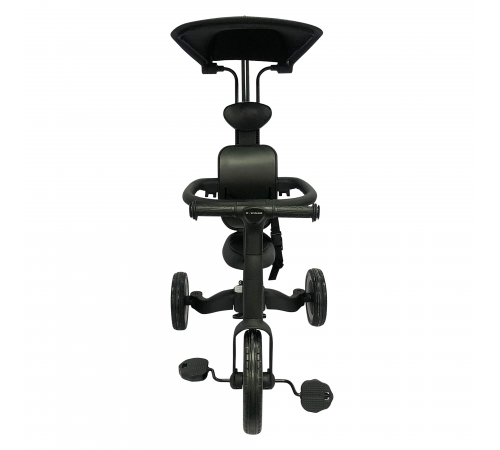 Детский беговел-велосипед 8в1 с крышей и ручкой, черный - TR010-BLACK