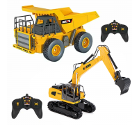 Радиоуправляемый набор экскаватор и самосвал Huina (свет, звук, акб, 1:24) - HN1559-YELLOW