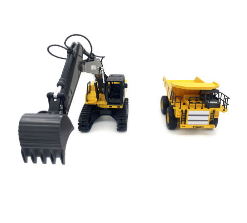 Радиоуправляемый набор экскаватор и самосвал Huina (свет, звук, акб, 1:24) - HN1559-YELLOW