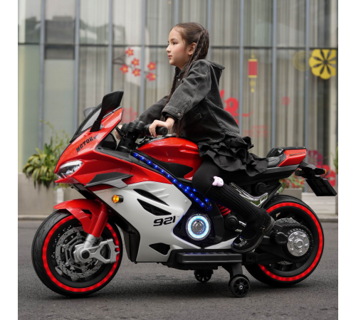 Детский электромотоцикл Ducati (12V, EVA, ручка газа, спидометр) - FT-921-RED-WHITE