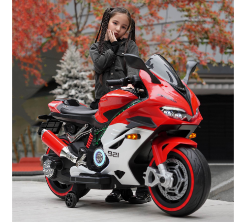 Детский электромотоцикл Ducati (12V, EVA, ручка газа, спидометр) - FT-921-RED-WHITE