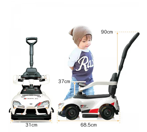 Электромобиль каталка 3in1 Toyota GR SUPRA GT4 (6V, EVA, ручка, пульт) - SMT-519B-WHITE