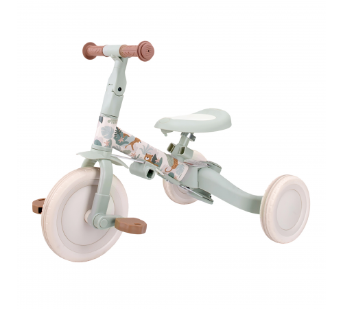 Детский беговел-велосипед 8в1 с крышей и ручкой, бежевый с рисунком - TR008C-BEIGE-PAINT