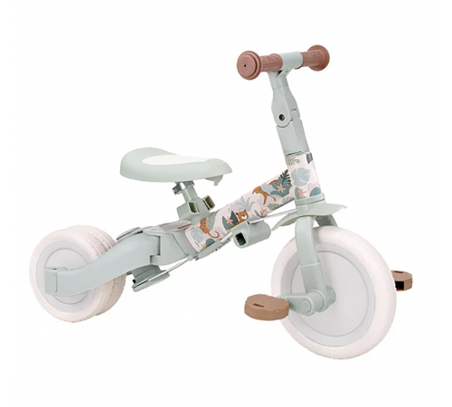 Детский беговел-велосипед 8в1 с крышей и ручкой, бежевый с рисунком - TR008C-BEIGE-PAINT