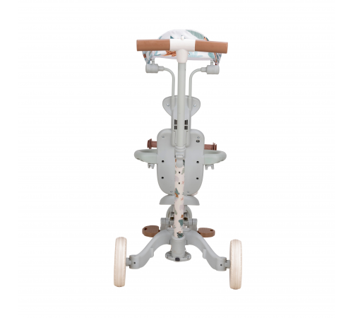 Детский беговел-велосипед 8в1 с крышей и ручкой, бежевый с рисунком - TR008C-BEIGE-PAINT