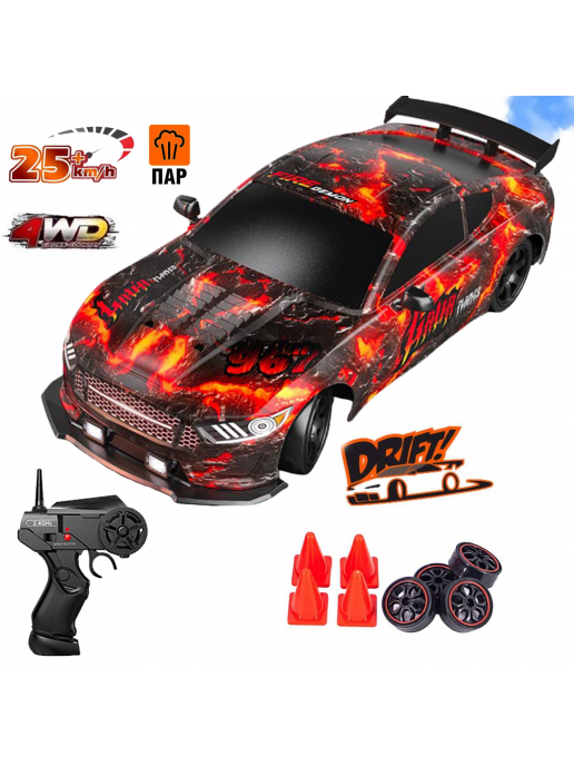 Радиоуправляемая машина для дрифта HB Ford Mustang (4WD, свет, пар, акб, 1:16) - SC16A11