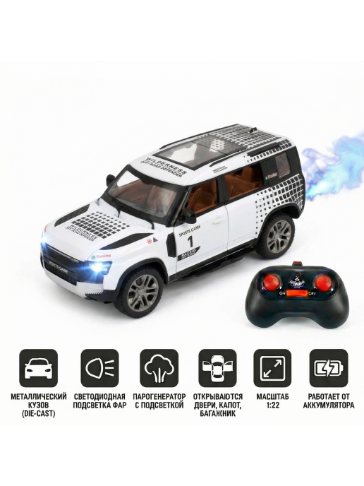 Радиоуправляемая металлическая машина Land Rover Defender 1:22 - HCL-3810-WHITE