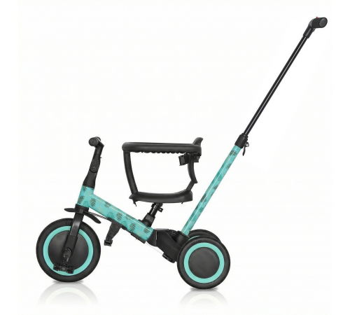 Детский беговел-велосипед 6в1 с родительской ручкой, зеленый с рисунком - TR008-CYAN-PAINT