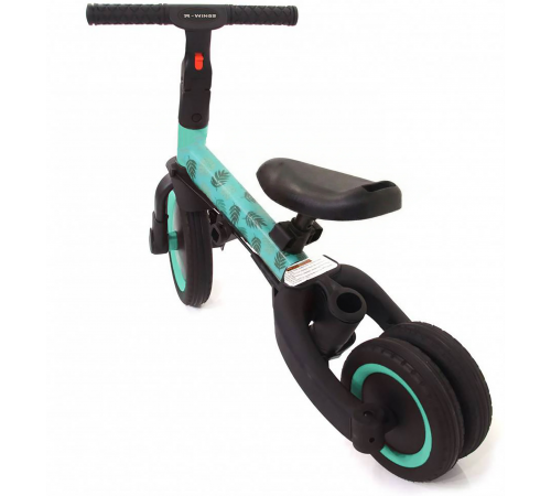 Детский беговел-велосипед 6в1 с родительской ручкой, зеленый с рисунком - TR008-CYAN-PAINT