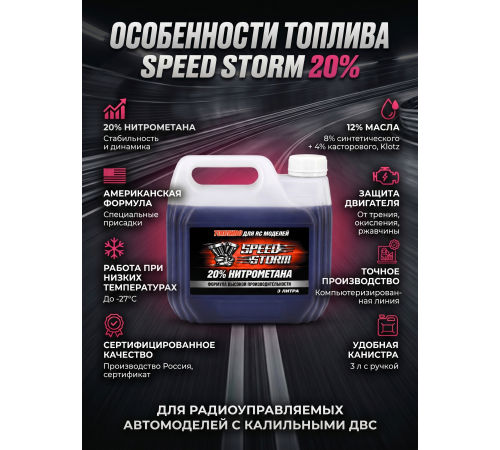 Топливо для радиоуправляемых машин Speed Storm Car 3л 20%  - SSC-20-3
