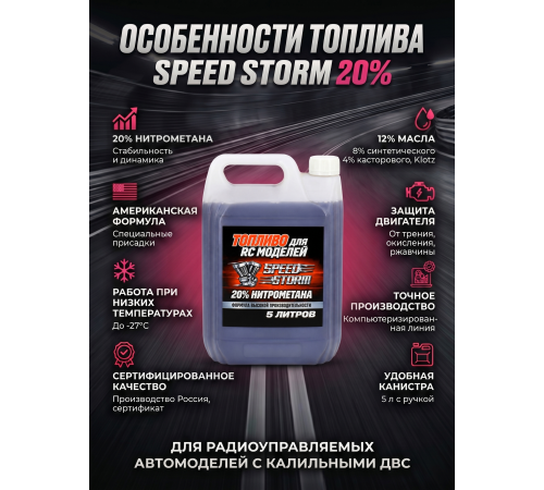 Топливо для радиоуправляемых машин Speed Storm Car 5л 20%  - SSC-20-5