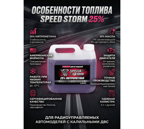 Топливо для радиоуправляемых машин Speed Storm Car 3л 25%  - SSC-25-3
