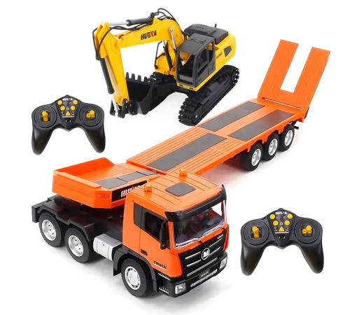Радиоуправляемый грузовик трейлер с экскаватором HUINA 1:24 - HN1319