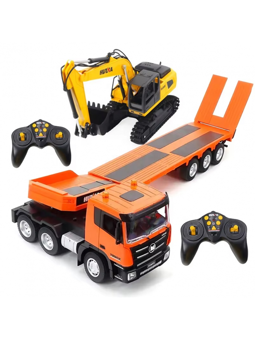 Радиоуправляемый грузовик трейлер с экскаватором HUINA 1:24 - HN1319
